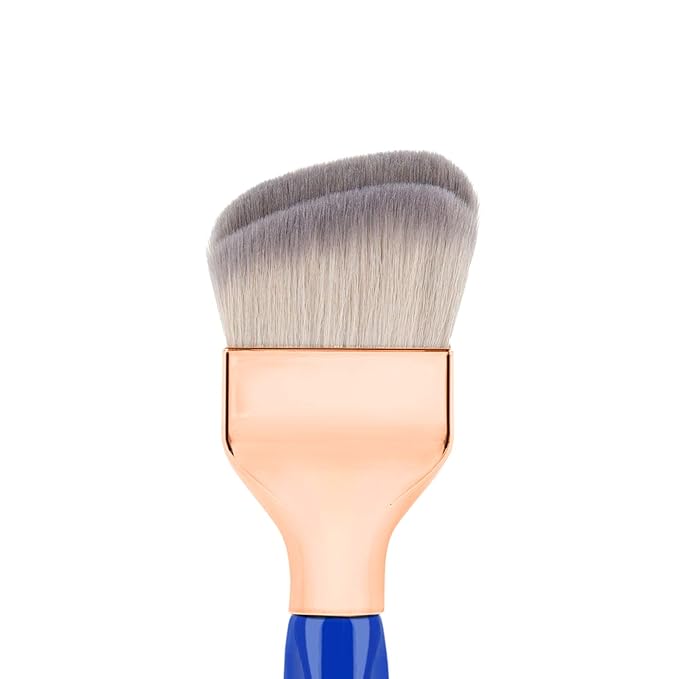 Bdellium Tools Professional Makeup Brush - Golden Triangle 971 Large Slanted Double Dome Blender - With All Vegan and Soft Synthetic Fibers, For Foundation Application & Blending (Blue, 1pc)