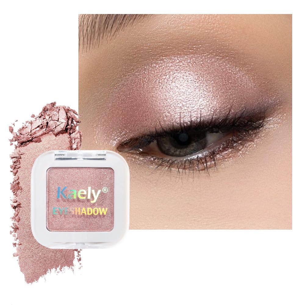 Champagne Gold Glitter Eyeshadow – Shimmer Eye Shadow, Daily Waterproof Long-Lasting Eyeshadow Powder Palette for Women Neutral Eye Makeup sombras para ojos (03)