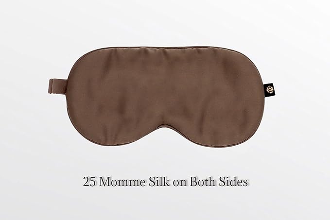 Premium Handcrafted 25 Momme Mulberry Silk Eye Mask for Sleeping (Chocolate)