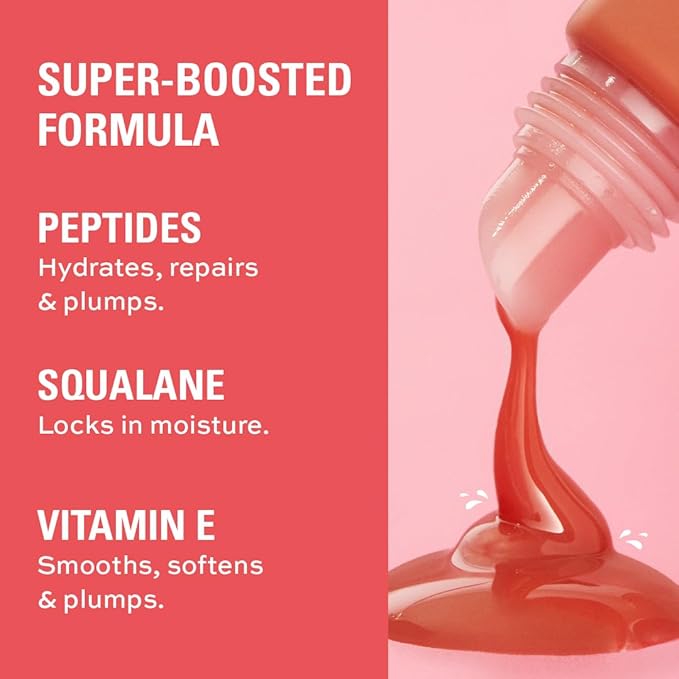Revolution Beauty, Juicy Peptide Lip Balm, Hydrating & Plumping Lip Balm with Sheer Color, Infused with Vitamin E & Peptides, Pink Strawberry, 0.27 Fl. Oz