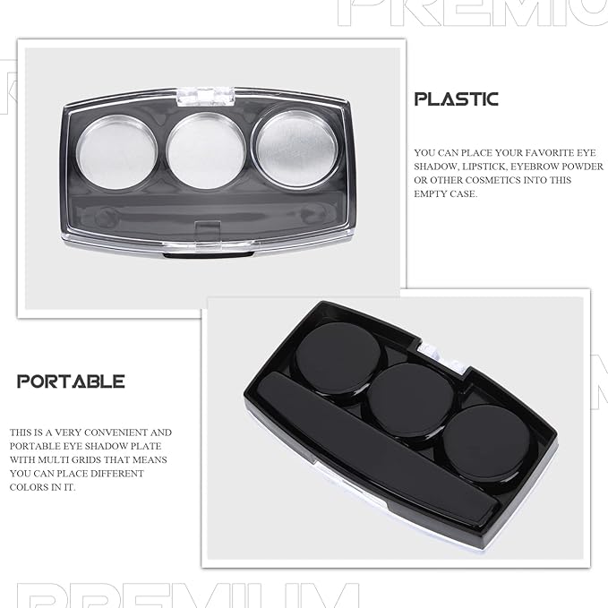 10Pcs Empty Magnetic Eyeshadow Palette Empty Eyeshadow Pans Containers Eyeshadow Palettes 3 Grids Makeup Pans Cosmetic Pans Eyeshadow Makeup Containers for Women Girls