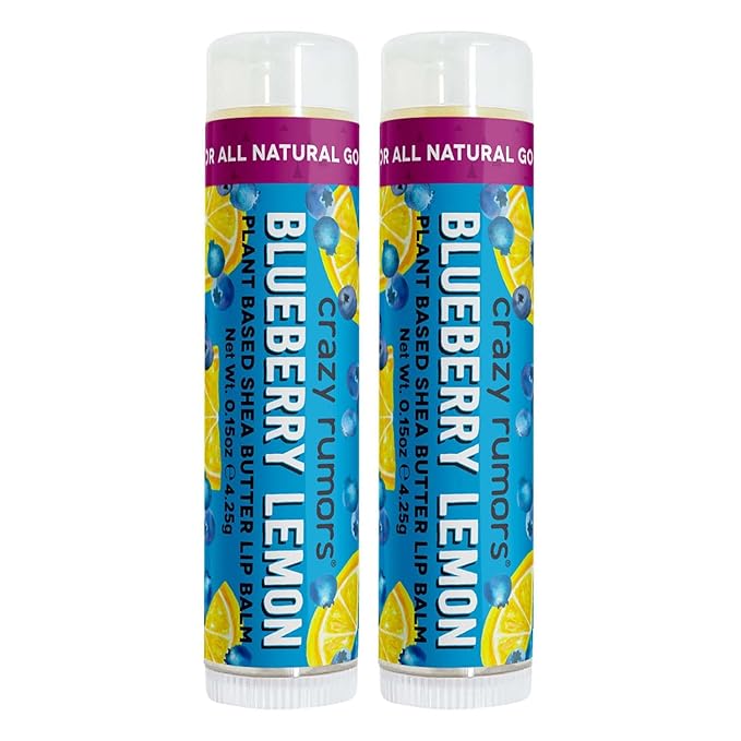 Crazy Rumors Blueberry Lemon Flavored All Natural, Plant Based Lip Balm to Moisturize and Nourish your Lips - Blueberry Lemon (2-Pack)