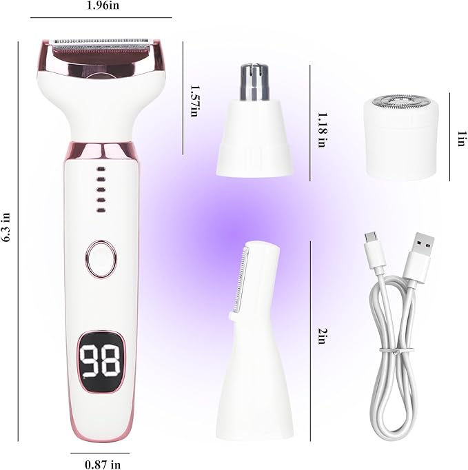 Electric Razors LED Display for Women Men, 2025 Wet/Dry Ladycsdc Shaver,4 in 1 Cordless Hair Remover with IPX7 Waterproof,Smooth & Silky HTYSFTb Electric Grooming Set