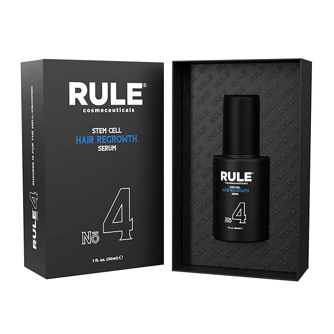RULE No.4 Stem Cell Hair Growth Serum, Natural Oil with Biotin, Castor Oil & DHT Blocker Saw Palmetto for Thicker Fuller Longer Hair Regrowth, Scalp Serum Hair Loss Treatments for Men & Women