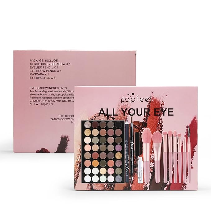 All in One Makeup Kits for Women Girls Holiday Make-up Gift Sets Xmas Essential Bundle Include Eyeshadow Palette Lipstick Blush Concealer Eyeliner Mascara Foundation Brush Eyebrow Pencil