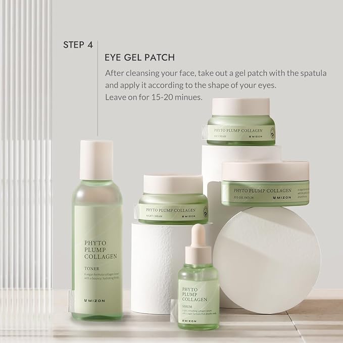 MIZON Phyto Plump Collagen Special Duo Set - Phyto Plump Eye Gel Patch & Serum Vegan Formula, Vegan Skincare Kit, Korean Skincare
