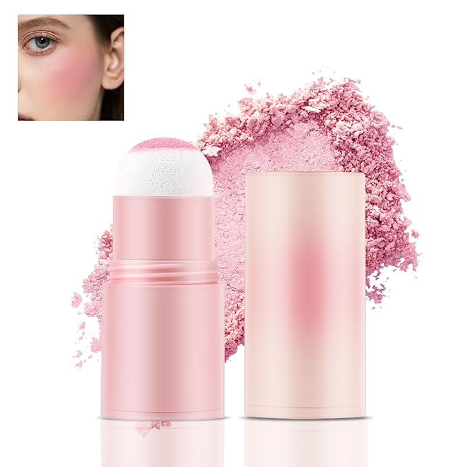 Boobeen Cream Blush Stick, Lightweight Buildable Blush Tint, Natural Matte Finish, Pink, 0.35 oz, Stick, Love Lazy Pink Peach