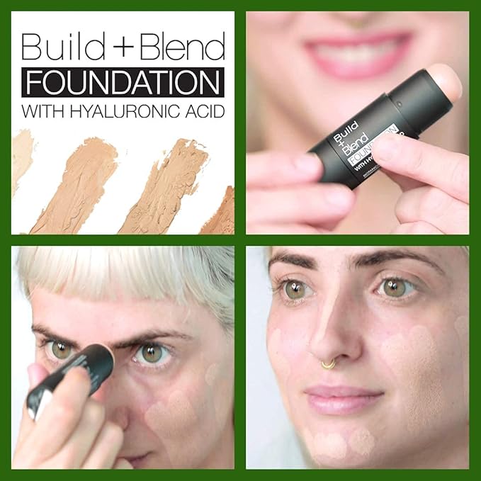 Palladio BUILD & BLEND Foundation Stick, Medium Coverage Buildable Contour Stick for Face, Ultra Blendable Creamy Formula for a Natural Shine Free Finish, (Warm Caramel)