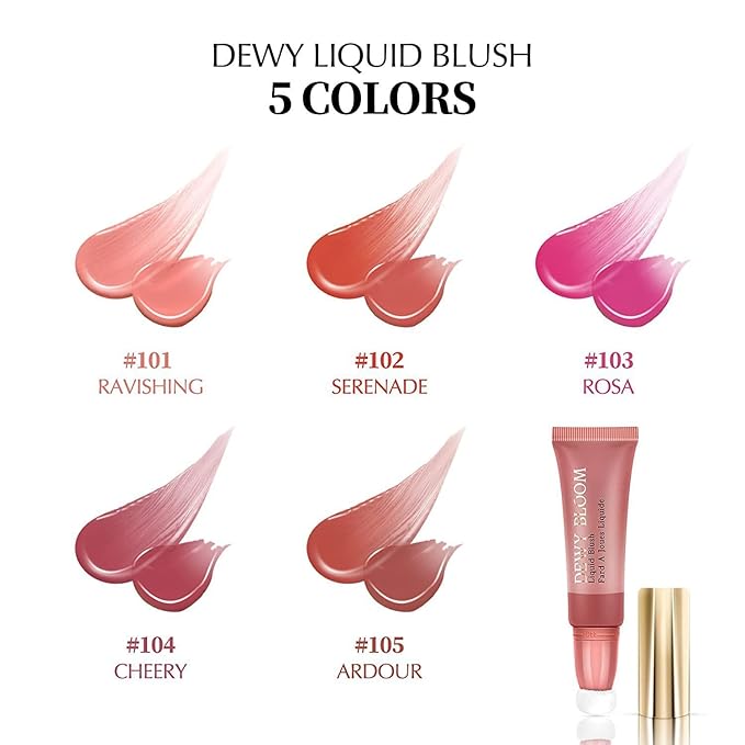 3 Color Blush Beauty Wand, Soft Matte Lightweight With Cushion Applicator Creamy Natural Shimmer Blendable Face Blush. (103# Rosa-Cool Pink+104# Cheery-Dark Rose+105# Ardour -Terracotta)