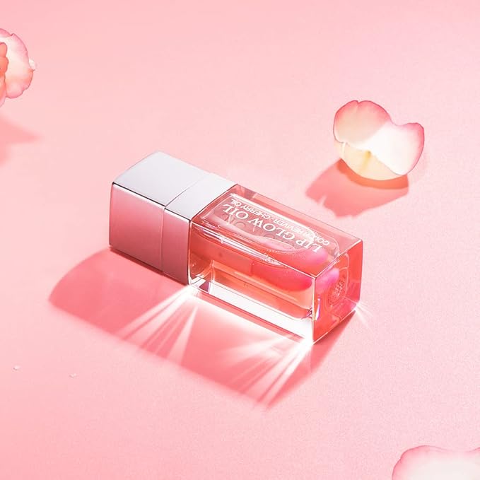 Plumping Lip Oil, Long Lasting Hydrating Lip Gloss Tinted Balm Non-sticky Revitalizing, Tinting Care Oil for Dry Lip (PINK)