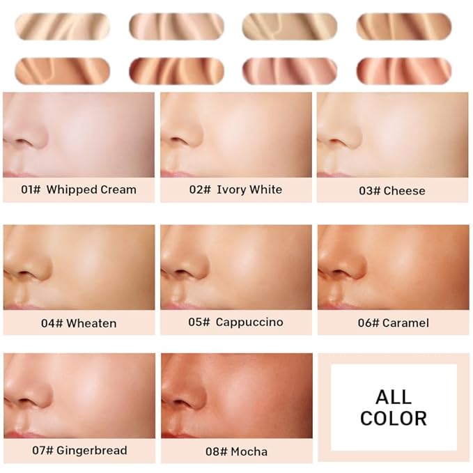 Foundation Full Coverage Liquid Foundation Cream - Lightweight Concealer - Suitable for All Skin Types (whipped cream 01)