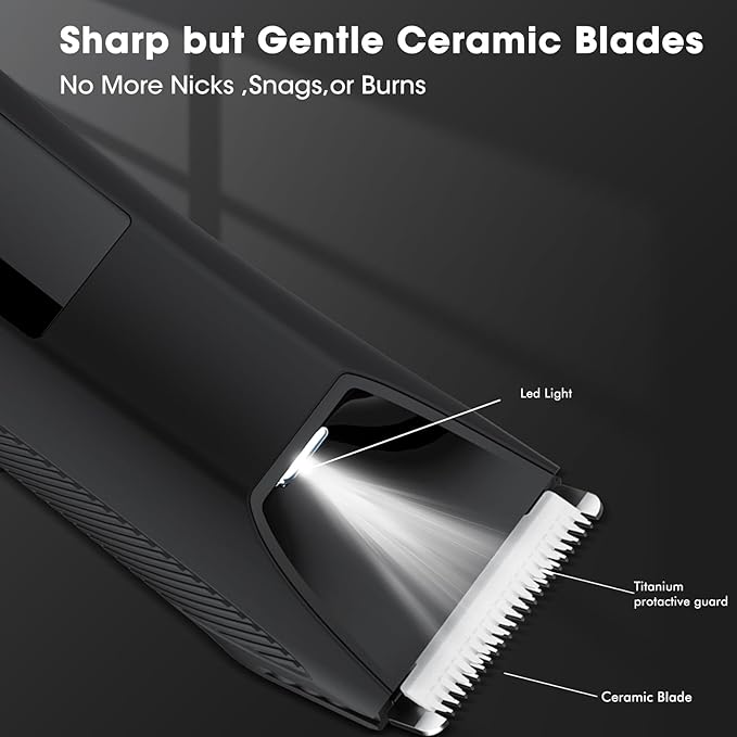 2-in-1 Manscape Trimmer for Men,Body & Groin Hair Trimmers for Men,Bikini Trimmer Women- Wet/Dry Electric Razors for Smooth No-Nick Shaving,IPX7 Waterproof Ball Shaver,LED Display,Black