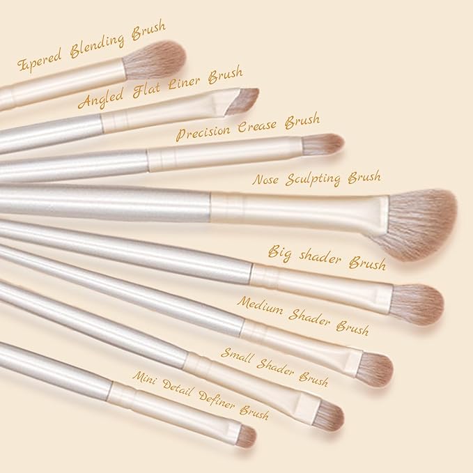 Eyeshadow Makeup Brushes Set with Case 8 PCS Soft Synthetic Hairs Eye Makeup Brushes for Blending Eyebrow Eyeliner Eyeshadow （Silver）