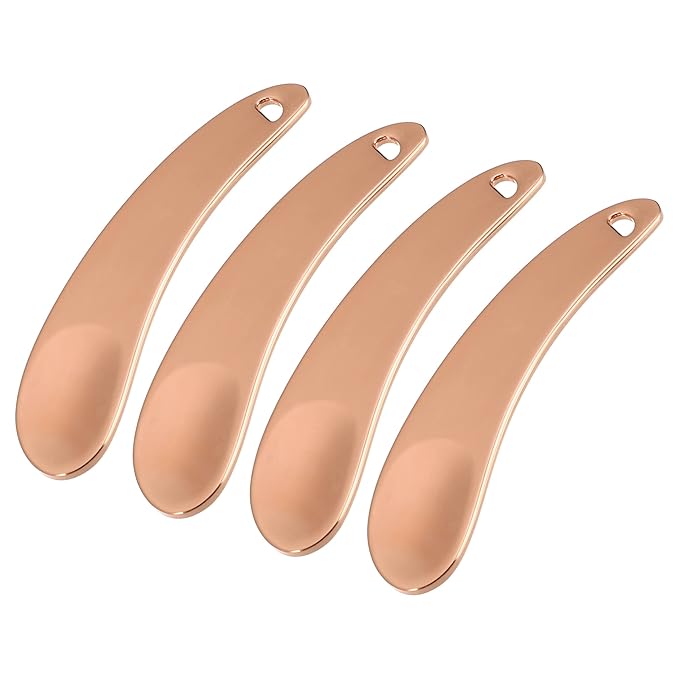 VOCOSTE 4 Pcs Makeup Spatula Mini Spoon, Eye Cream Massage Sticks Beauty Scoop, for Facial Cosmetic Face Cream, Moon Shape 2.13"x0.51", Rose Gold Tone