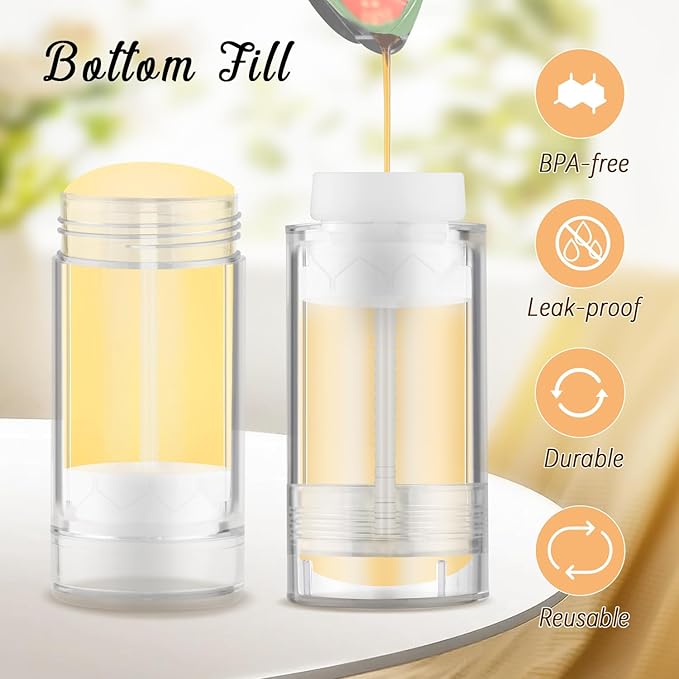 12 Pieces 15g Clear Plastic Deodorant Containers,Empty 1/2 oz Travel Lip Balm Tubes,Refillable Twist-UP Solid Perfume Tubes,Lipstick Tubes for DIY