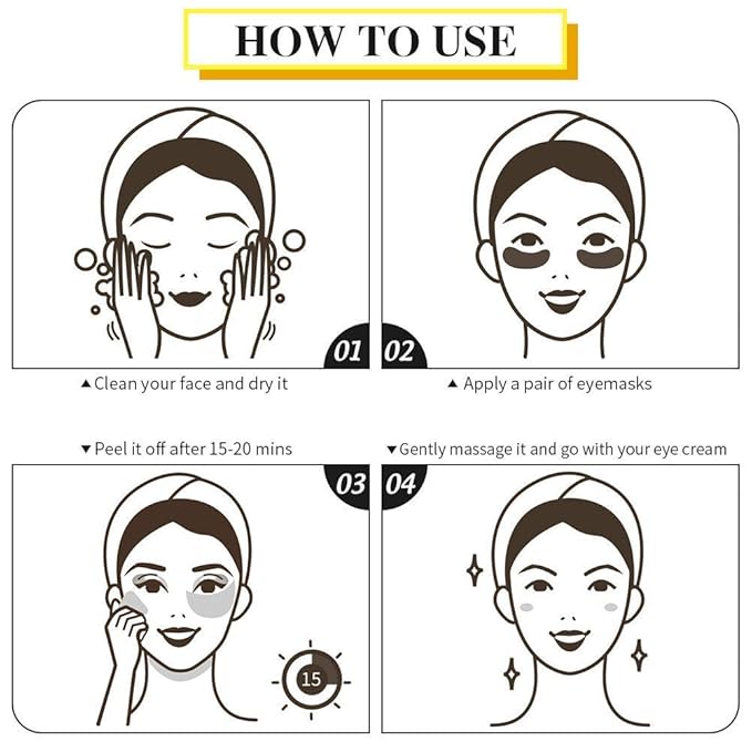 Black Snail Eye Gel Patches Moisturize & Reduce Wrinkle, Elastic Skin with Gold and Collagen, 30 Pairs