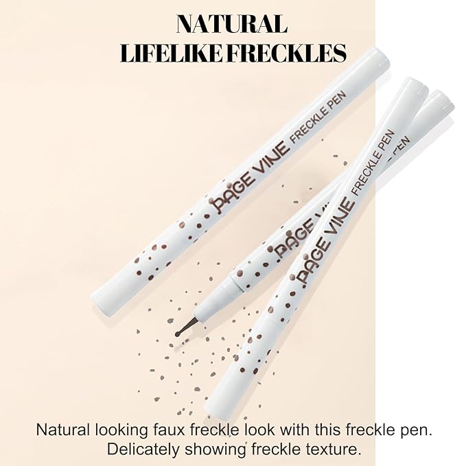 2 Pack Freckle Pen,Liquid Face Fake Freckles Makeup Pen to Create Natural Freckle Makeup and Freck beauty,Fake Freckles Waterproof for Lifelike Sunkissed Makeup,Mole Pen (03Dark+04Espresso)