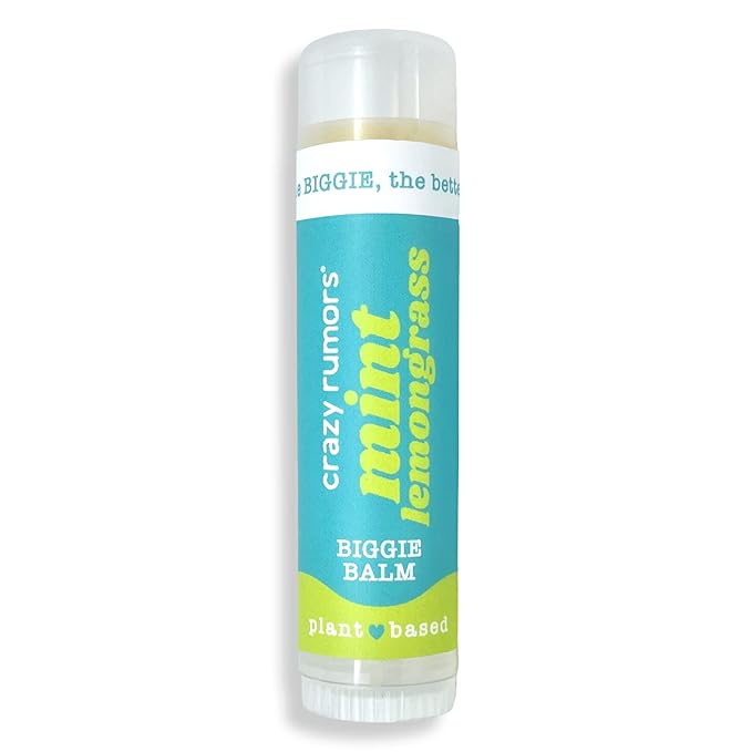 Crazy Rumors Biggie Mint Lemongrass Flavored All Natural, Plant Based Lip Balm to Moisturize and Nourish your Lips - Mint Lemongrass tube 0.6 oz (4x Larger than standard 0.15 oz lip balm)