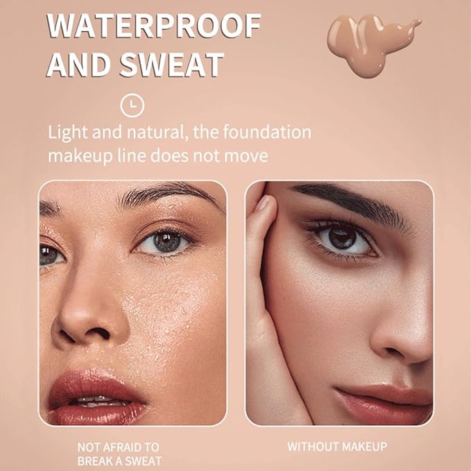 Matte Cream Oil Free Concealer Foundation Pack with Foundation Brush,Base Facial Matte Full Coverage Liquid Tattoo Concealer Hide Foundation Primer Make-up Kit.1.67 Fl.Oz (08#)