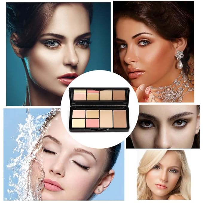 Concealer Contour Palette, Cosmetics Cream Contour and Highlighting Makeup Kit,6 In 1 Contouring Foundation Concealer Palette Conceals Dark Circles,Blemish,Waterproof Long-Lasting-Cruelty Free (#02)