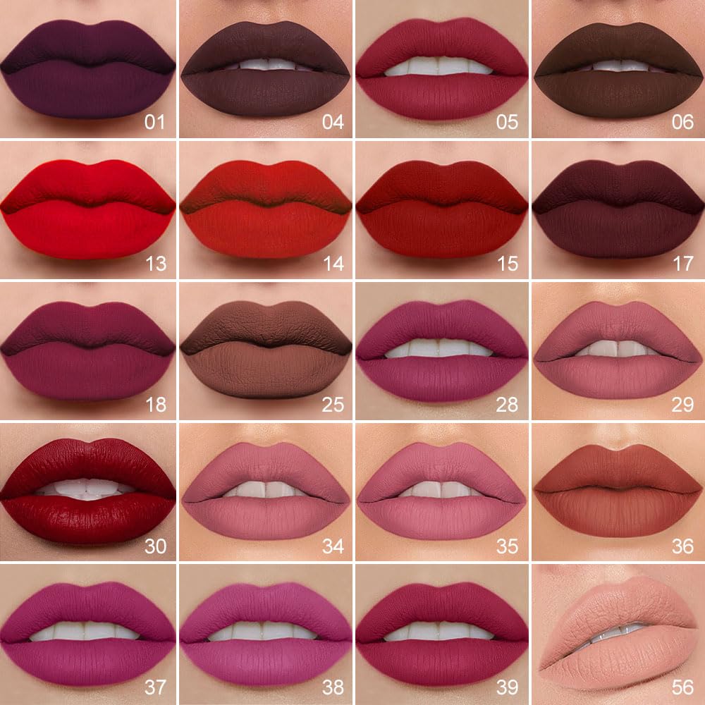 evpct 1Pcs Reddish Brown Matte Lip Liner and Liquid Lipstick Stain Makeup Set for Women, Cranberry Red Long Lasting Smudge Proof Lipstick labiales matte mate larga duracion listip 24 hours originales