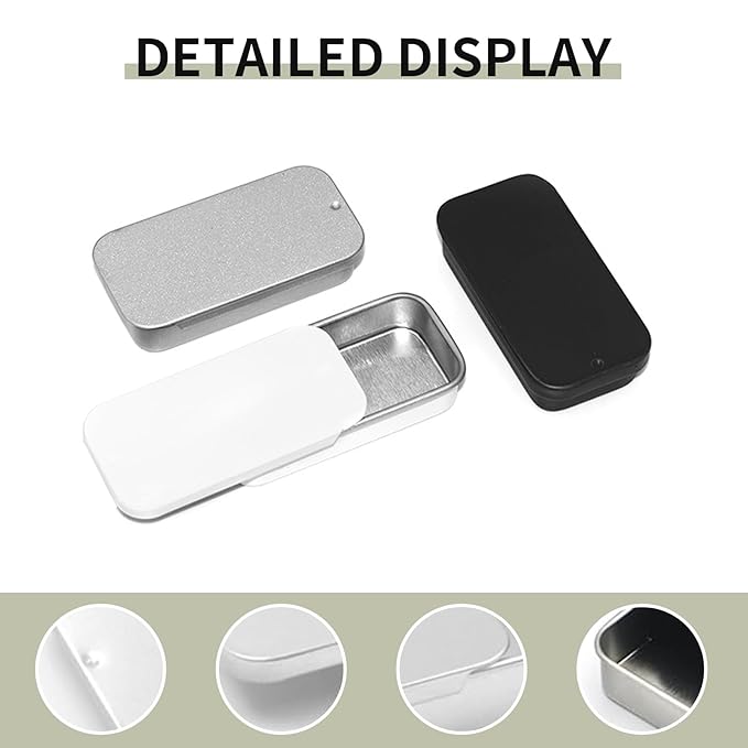 Lip Balm Tins Slide Top Tin Containers for Lip Balm Crafts Storage Kit - 0.25oz 3 Pack (SILVER)