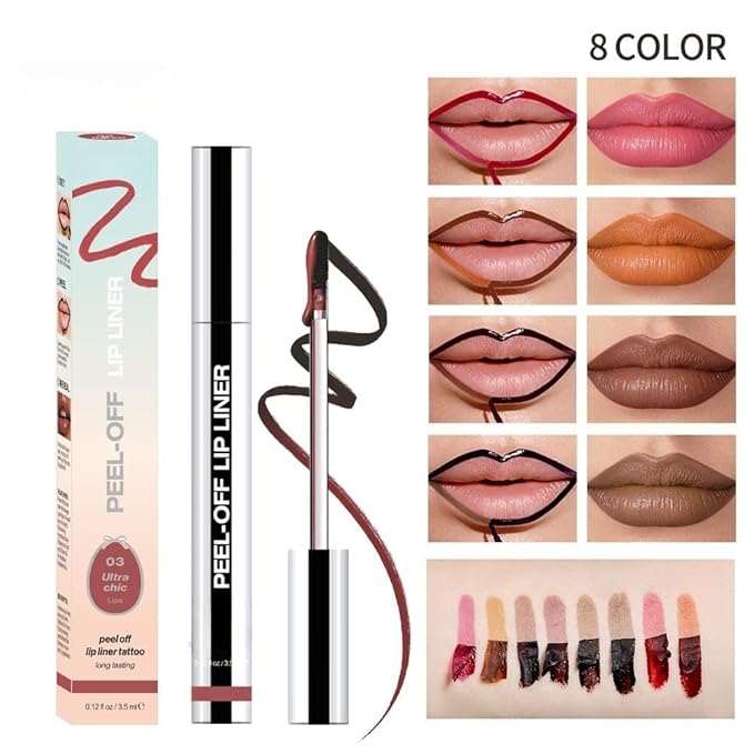 Longwear Peel-off Lip Stain Marker Peel Off with Vitamin E - Smudge-Resistant Lip Liner & Base for All Skin Types (07#)