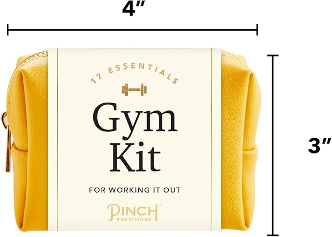 Pinch Provisions Gym Kit, includes 15 Personal Care Essentials for Wellness & Beauty, Perfect for Gifts, Gym Bags, Duffle Bags & Lockers (Mustard)