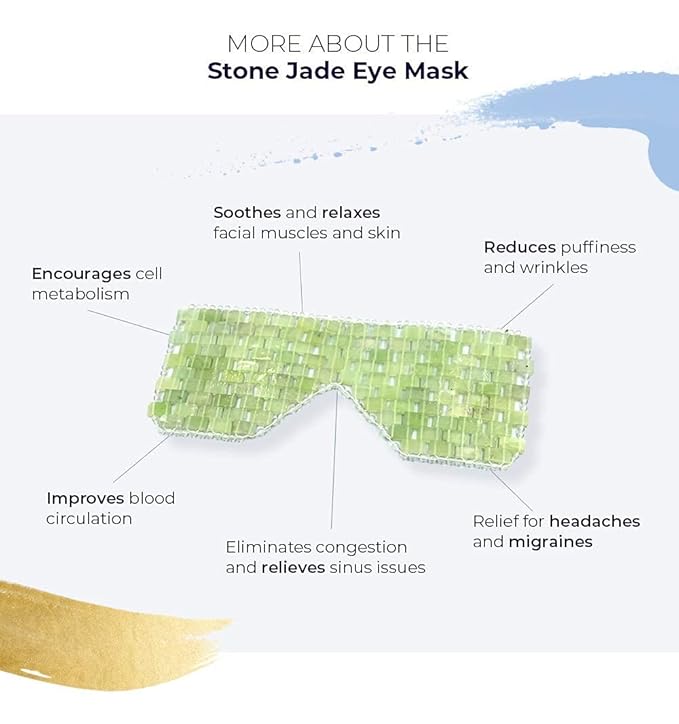 Alana Mitchell Jade Eye Mask – Weighted Eye Mask to Eliminate Wrinkles, Puffiness, & Irritation – Headache and Migraine Relief Mask - 100% Real Jade Stone Beads for Hot & Cold Anti Aging Therapy