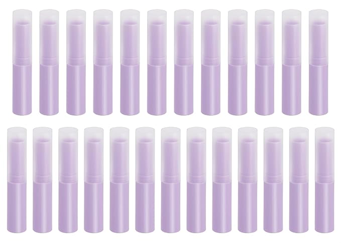 0.14oz Empty Flavored Lip Balm Container Tubes Plastic Homemade Moisturizing Lip Stick with Caps Bulk Fit for Women Adult DIY Making Supplies, 25 Count (Purple)