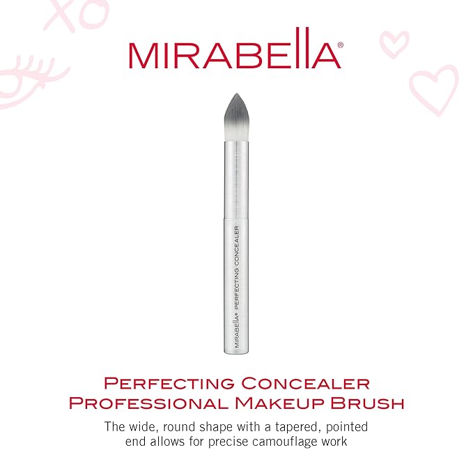 Mirabella Perfecting Concealer Brush, Premium Professional Makeup Brush Collection, Cruelty-Free Synthetic Bristle Brush, Hand-Sculpted Brushed Aluminum Handle, Luxury Blending Brush for Makeup