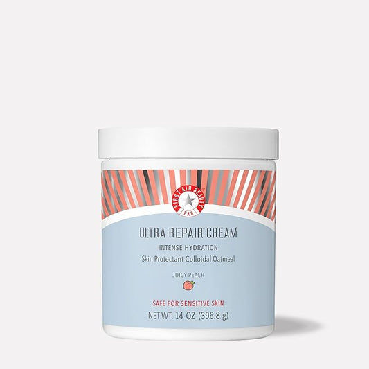 First Aid Beauty - Ultra Repair Cream, Intense Hydration Whipped Colloidal Oatmeal, Clinically Proven to Strengthen Skin Barrier & Help Relieve Eczema, Face & Body Moisturizer, 14oz Juicy Peach