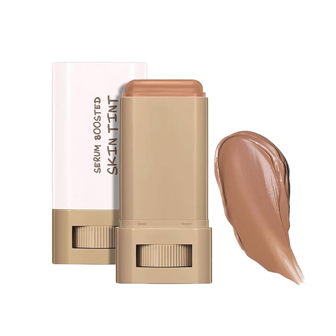 Multi-Use Foundation Stick Beauty Balm Serum Boosted Skin Tint, On-The-Go Tinted Solid Serum, Lightweight and Buildable Creamy Skin Tint Stick Makeup, Natural Finish(06#)