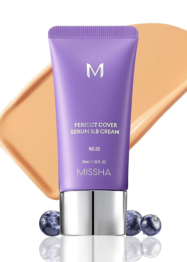 MISSHA M PERFECT COVER SERUM BB CREAM No.25 Warm Beige - Medium with Warm Undertone, BB Cream by Cardi B Pick, Skin Tint, Tinted Moisturizer, Skin Care Foundation Makeup, Korean Makeup,1.18 Fl oz