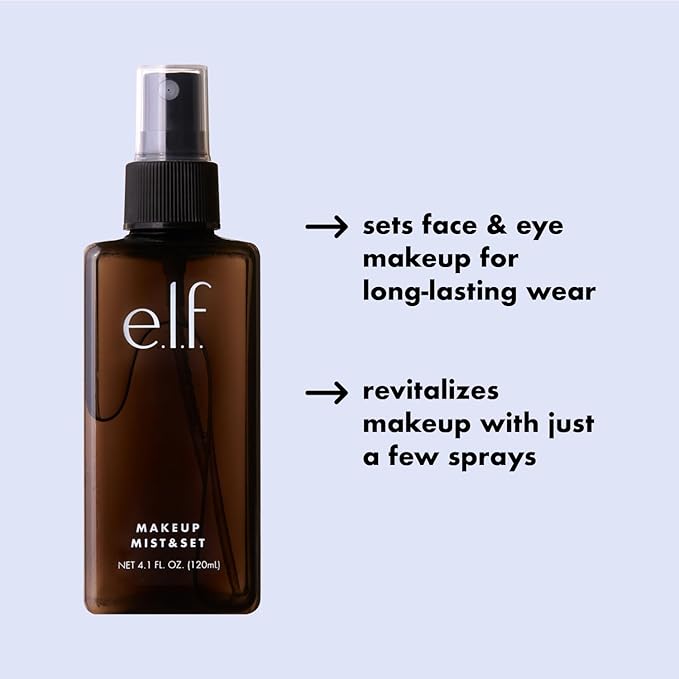 e.l.f. Makeup Mist & Set, Hydrating Setting Spray For Setting & Reviving Makeup, Soothes & Hydrates Skin, Infused With Vitamin A, Vegan & Cruelty-free, 4.05 Fl Oz (120 ml)