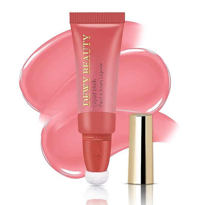 Liquid Blush Makeup Wand, Cream Liquid Blush with Cushion Applicator For Cheeks Tint, Natural-looking, Glow Dewy Finish, Weightless Blendable Liquid Blush Stick | #106 ELEGANT-Soft Pink