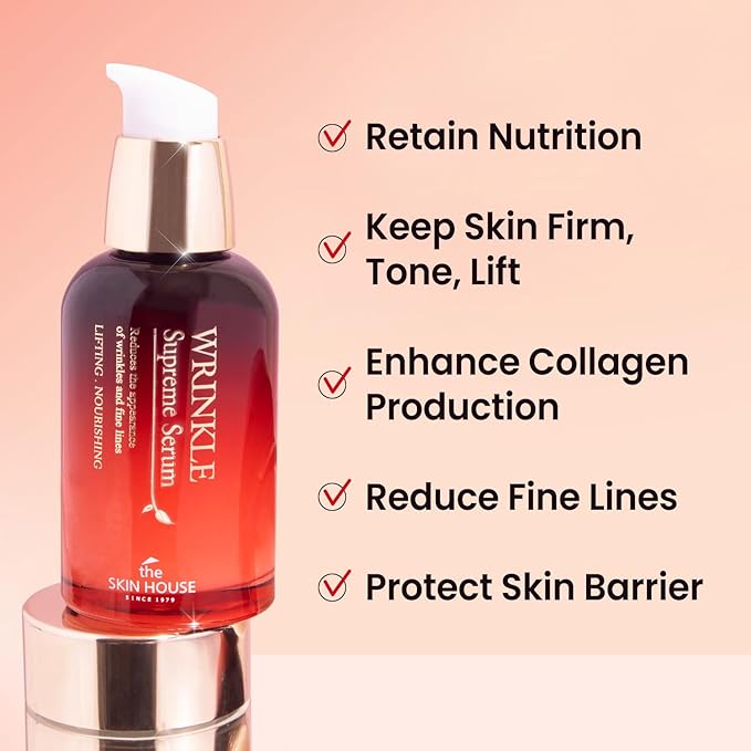 THE SKIN HOUSE Wrinkle Supreme Gift Set l Birthday present , Korean Facial Skin Care Essential for Wrinkles, Fine Lines, Nourishing l Red Ginseng, Adenosine, Ceramide l Facial Cleanser, Serum, Cream