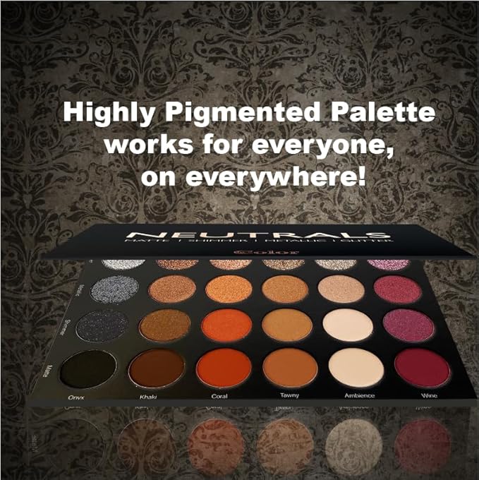 Cosmeticss - Neutrals, 24-Color eyeshadow Palette Matte/Shimmer/Metallic.Glitter Finish, Highly Pigmented Eye shadow Makeup, Long- Wearing Eye Palette, Eye Makeup Kit with Easy-to-Blend Shades