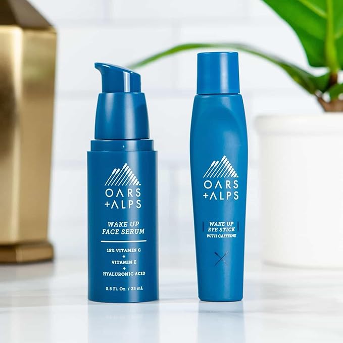 Oars + Alps Wake Up Eye Roller and Eye Depuffer, Dermatologist Tested Skin Care Infused with Caffeine and Aloe Vera, TSA Friendly, 0.5 Oz