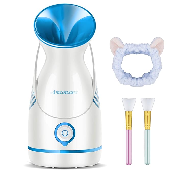 Amconsure Facial Steamer - Nano Ionic Face Steamer Warm Mist Steamer for Home Sauna SPA, Humidifier for Deep Cleaning Unclogs Pores Sinuses(Blue)