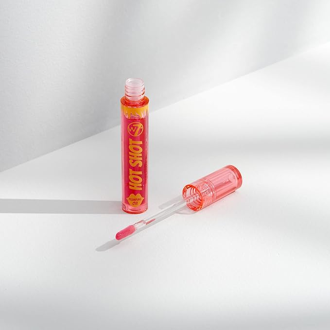 W7 Hot Shot Plumping Oil Bundle - Enhancing & Repairing Plump Effect For Fuller Lips - Clear & Soft, Natural, Everyday Lip Care - 2 Pack