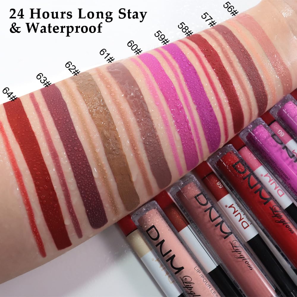 evpct 2Pcs Fuchsia Red Matte Lip Liner and Lipstick Combo Set for Women, Fuchsia Lip Combo Set Liquid Lips Stick Gloss and Lipliner Stains Set Long Lasting Waterproof, Lips Makeup 24 Hours originales