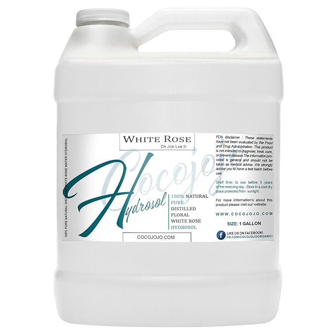 Dr Joe Lab White Rose Water Hydrosol - Natural Distilled Bulgarian Non-GMO Vegan Hydrating Toning Spray Mist Face Hair Skin Pores Locs Dreads - Packaging May Vary (1 Gallon)