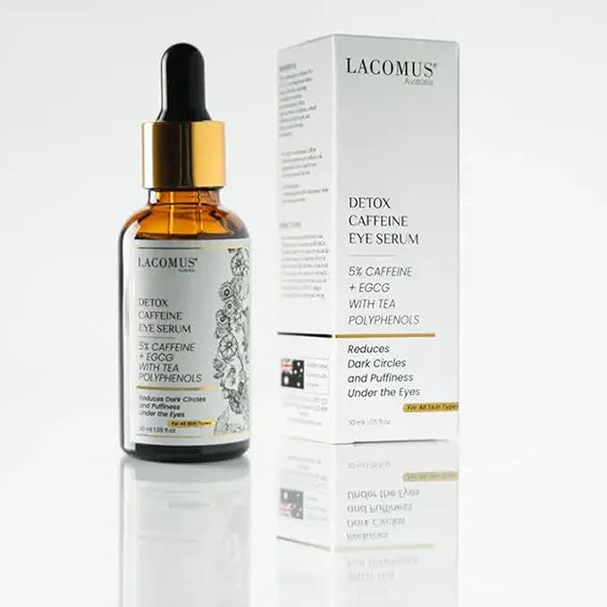Advance Caffeine 5% + EGCG Serum for Brighter Eyes - Powerful Eye Contour Serum for Reduces Puffiness, Dark Circles, and Pigmentation - Hydrating and Smoothing Formula - LACOMUS Australia