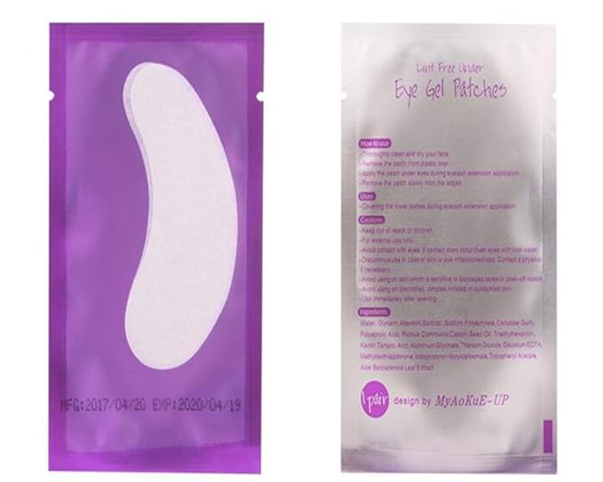 100 Pairs Set，Eye Gel Patches,Under Eye Pads Lint Free Lash Extension Eye Gel Patches for Eyelash Extension (purple)