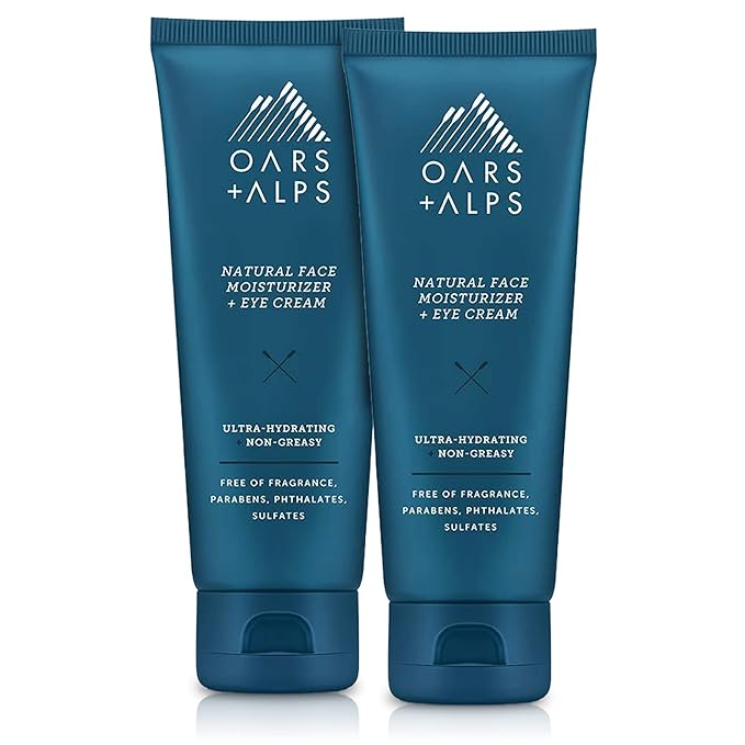Oars + Alps Face Moisturizer and Eye Cream, Dermatologist Tested Skin Care Infused with Aloe Leaf Juice and Vitamin E, TSA Friendly, 2.5 Fl Oz, 2 Pack