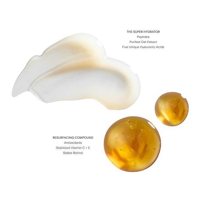 U Beauty Resurfacing Compound + Super Hydrator Set, Vitamin C Serum with Retinol, Vit E, Aha Exfoliant, Hyaluronic Acid for Daily Anti-Aging