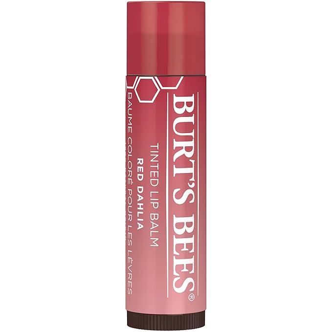 Burt's Bees Lip Tint Balm with Long Lasting 2 in 1 Duo Tinted Balm Formula, Color Infused with Deeply Hydrating Shea Butter for a Natural Looking Buildable Finish, Fiery Red Dahlia (2-Pack)