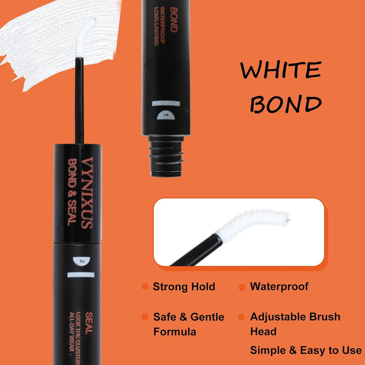Lash Bond and Seal Waterproof Lash Glue for Eyelash Clusters Lash Cluster Glue Eyelash Glue 2-IN-1 10ml 72H+