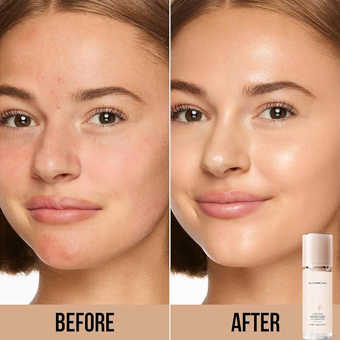Lasting Moisture Foundation, 24H Longlasting Medium Coverage Dewy Finish Face Makeup, Poreless, Lightweight, Hydrating Liquid Foundation For Dry Skin, M02